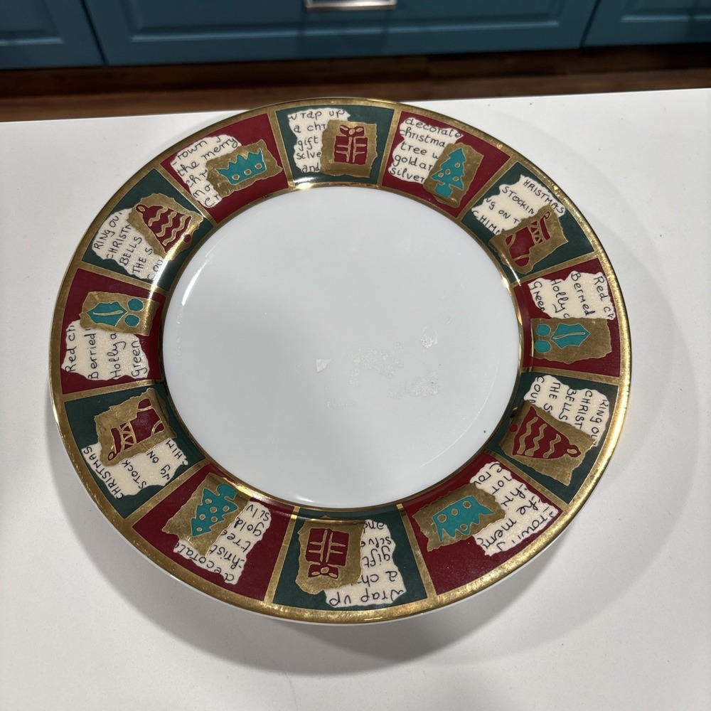 Set Of 2 Pier One "Yuletide Greetings" Dinner Plates